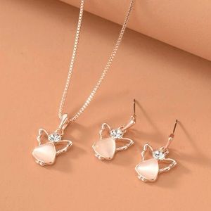 Rose Gold Angel Necklace & Earrings Set